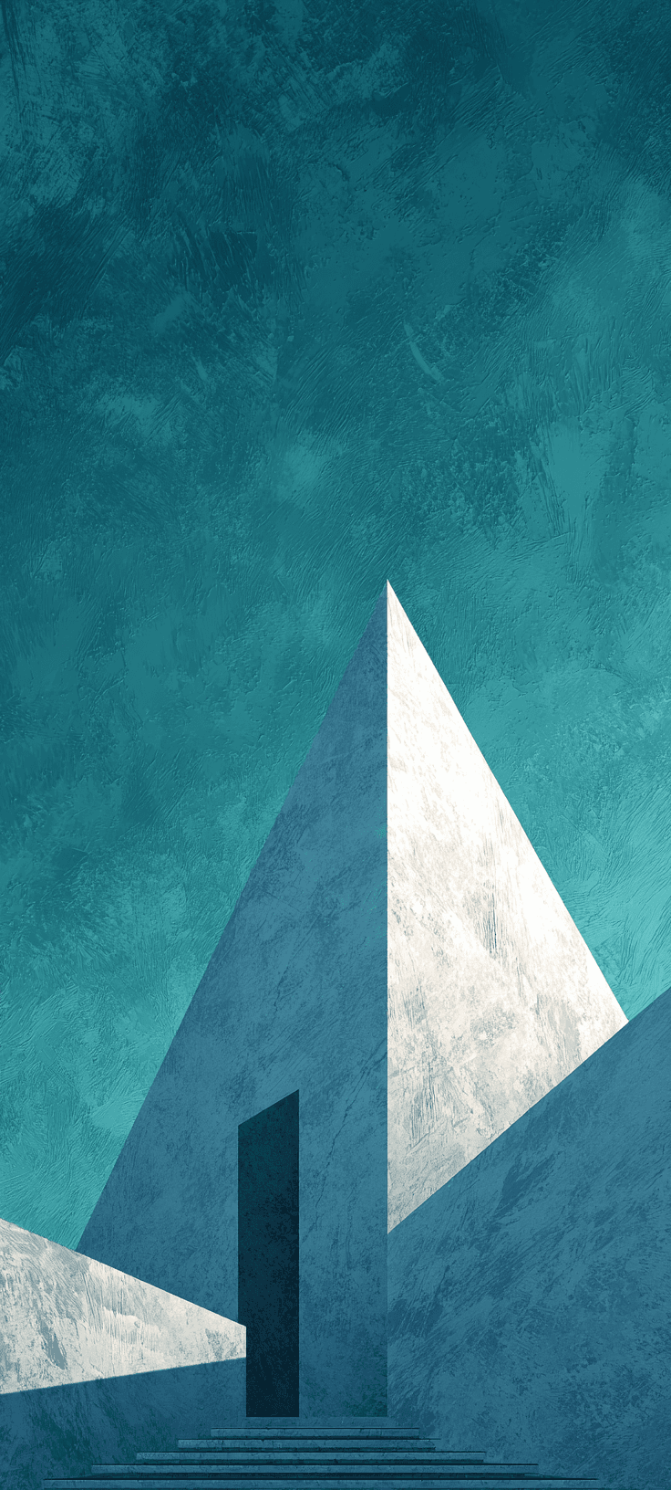 Abstract Geometric Pyramid Wallpaper: Minimalist Teal Aesthetic for Your Phone