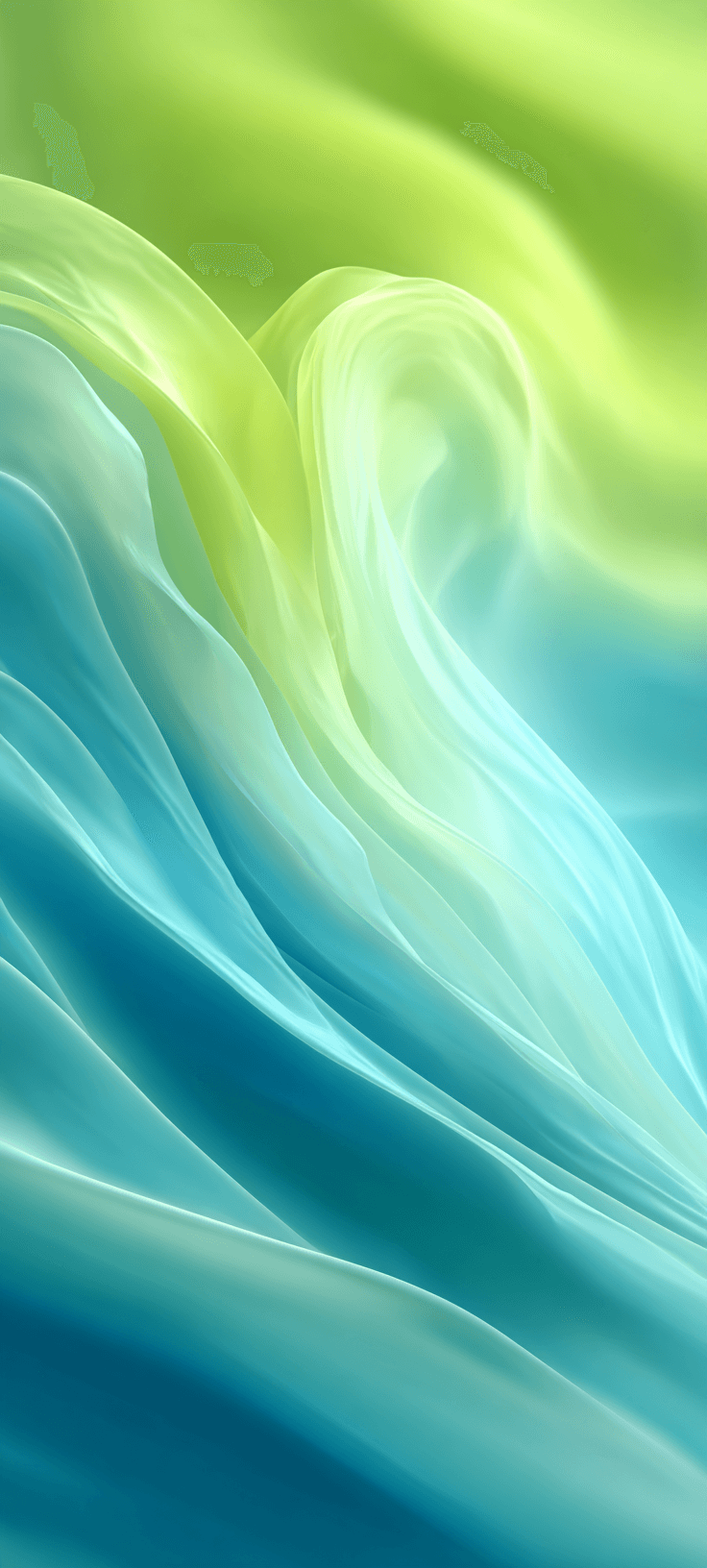 Flowing Waves Abstract Gradient Wallpaper in Blue Green Tones