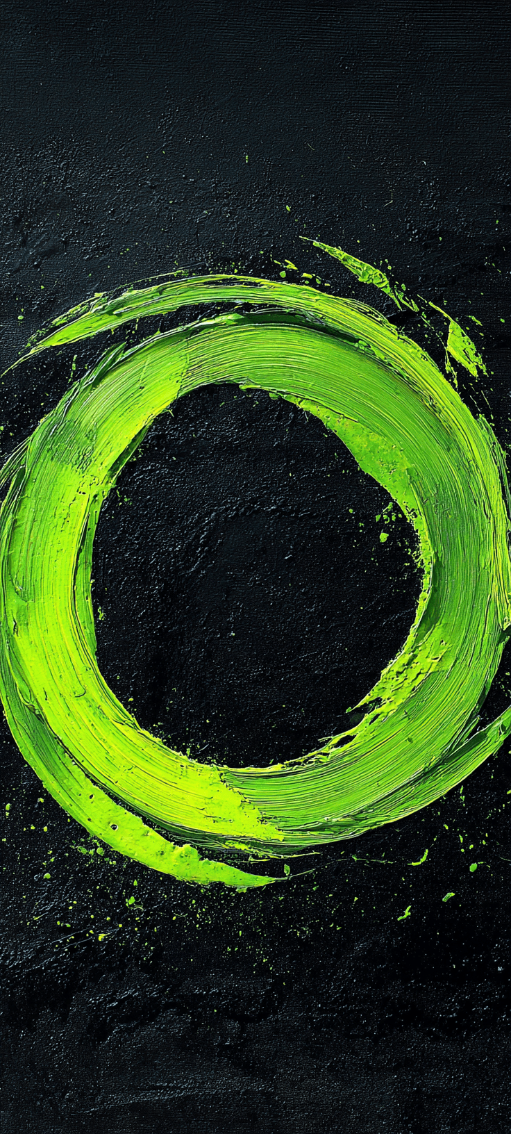 Neon Green Brush Stroke Circle Wallpaper: Bold Abstract Aesthetic