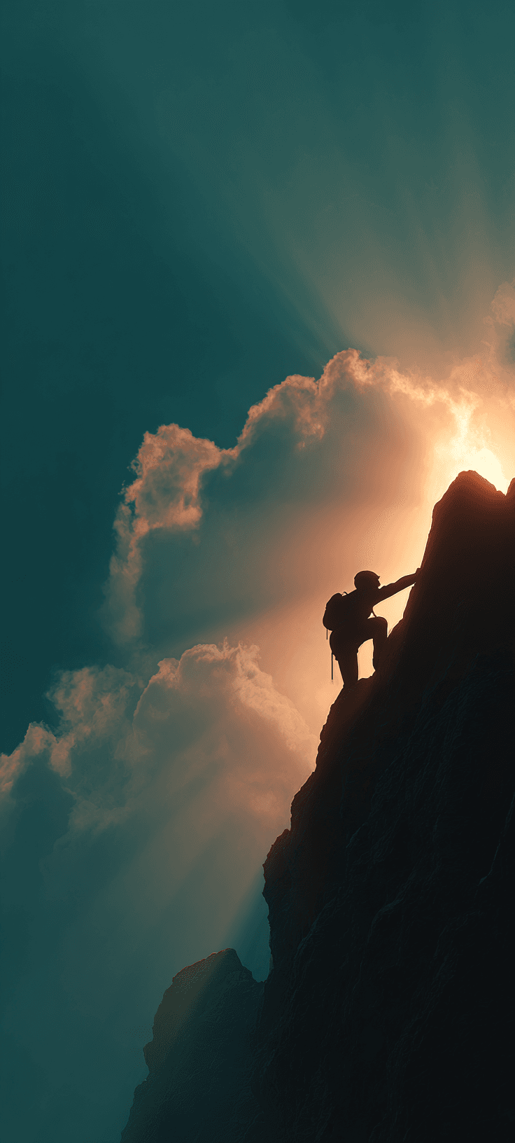 Motivational Nature Wallpaper for iPhone Lock Screen - Cinematic Mountain Silhouette