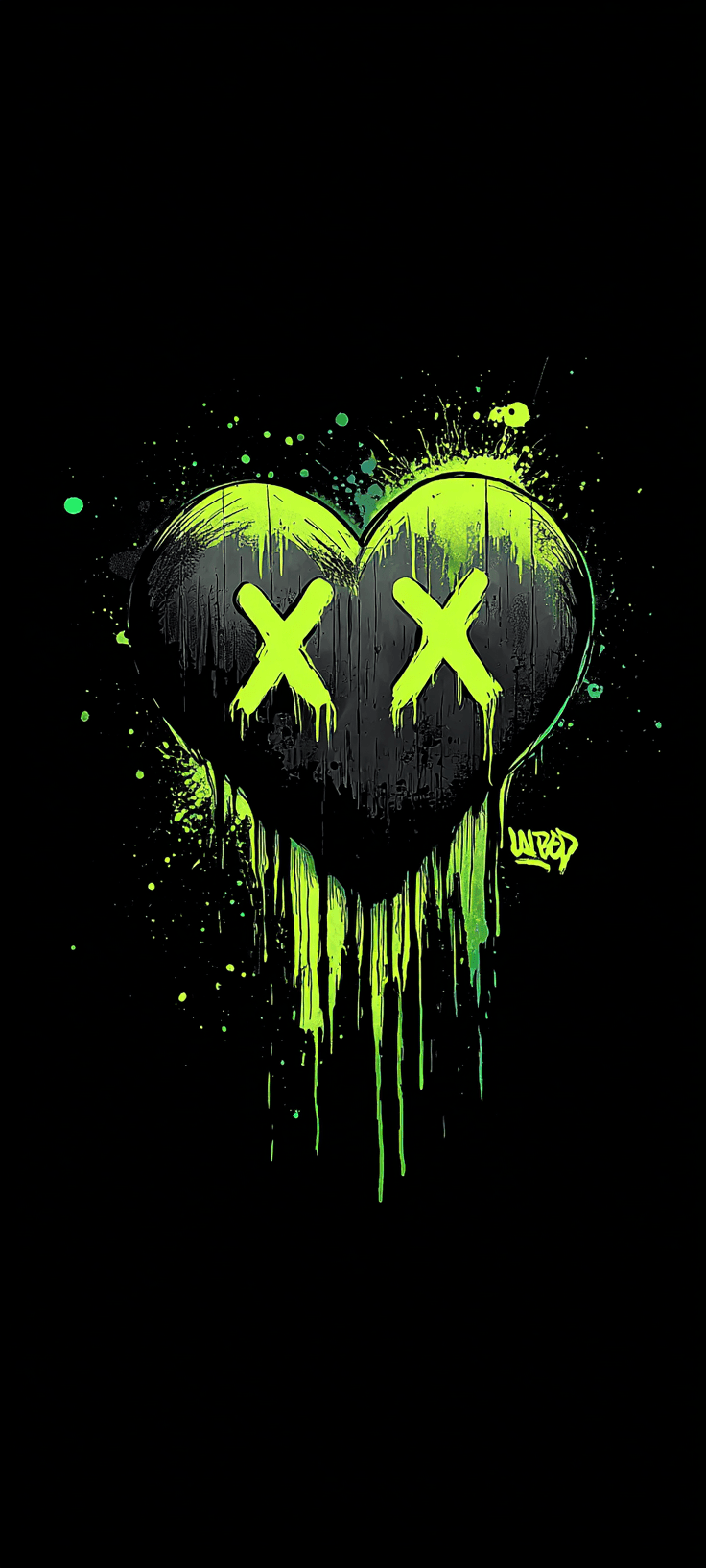 Neon Heart Graffiti Dark Aesthetic Phone Wallpaper