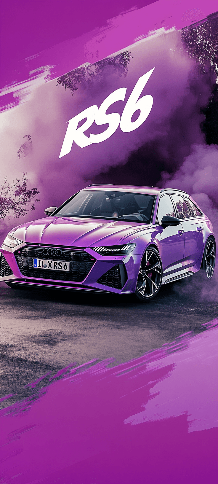 Audi RS6 Pop-Art Wallpaper — Purple Power That Hits Different