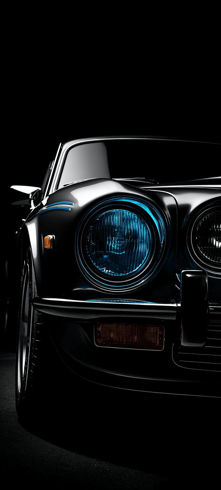 Minimalist Classic Black Car Headlight Wallpaper