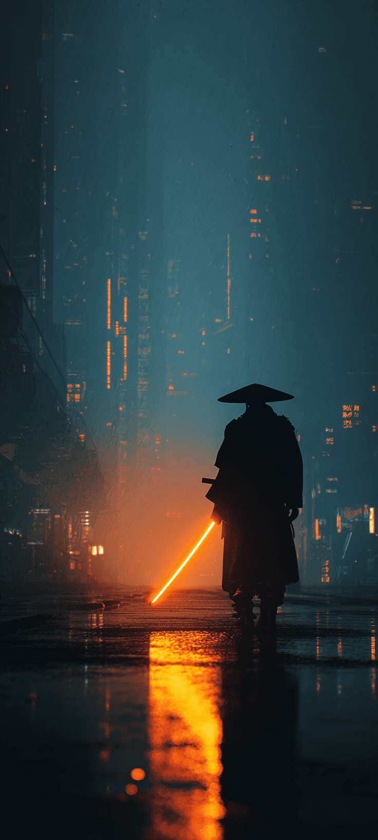 Cyberpunk Samurai Mobile Wallpaper: Dark Aesthetic for iPhone and Android
