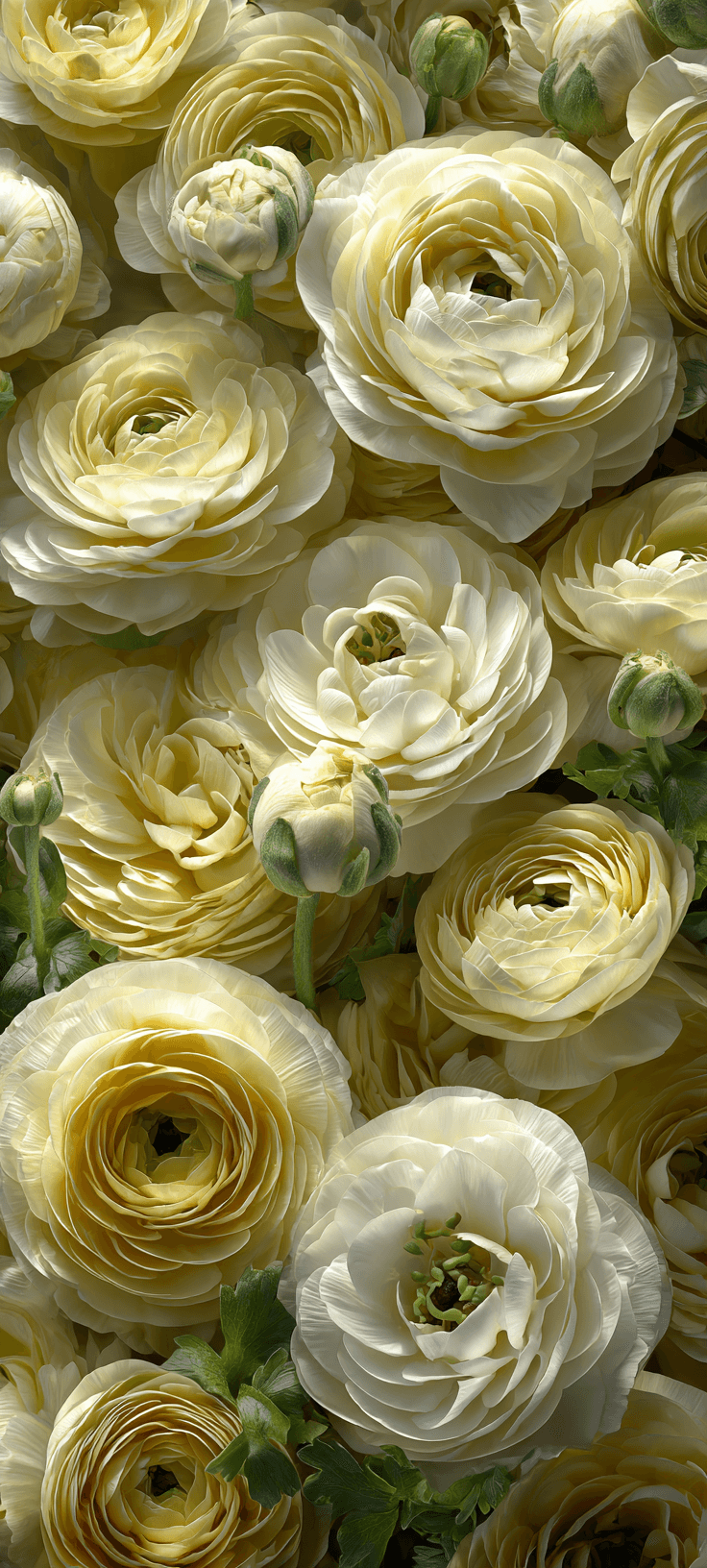 Cream Ranunculus Flower Wallpaper — Soft Floral Aesthetic for Your Phone