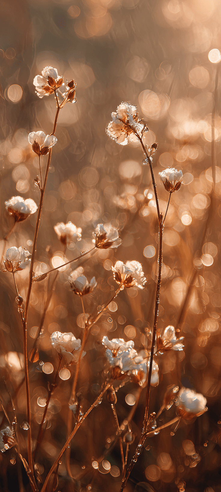 Golden Hour Frost: Macro Photography of Frozen Wildflowers