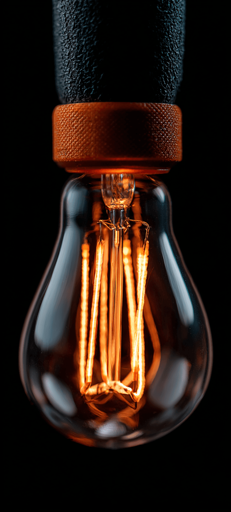 Dark Aesthetic Glowing Vintage Edison Light Bulb Wallpaper | 4K Free Phone Wallpaper for iPhone & Android