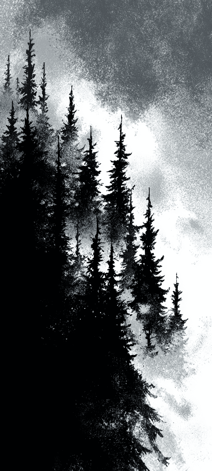 Dark Nature Wallpaper Mobile: Textured Minimalist Pine Forest