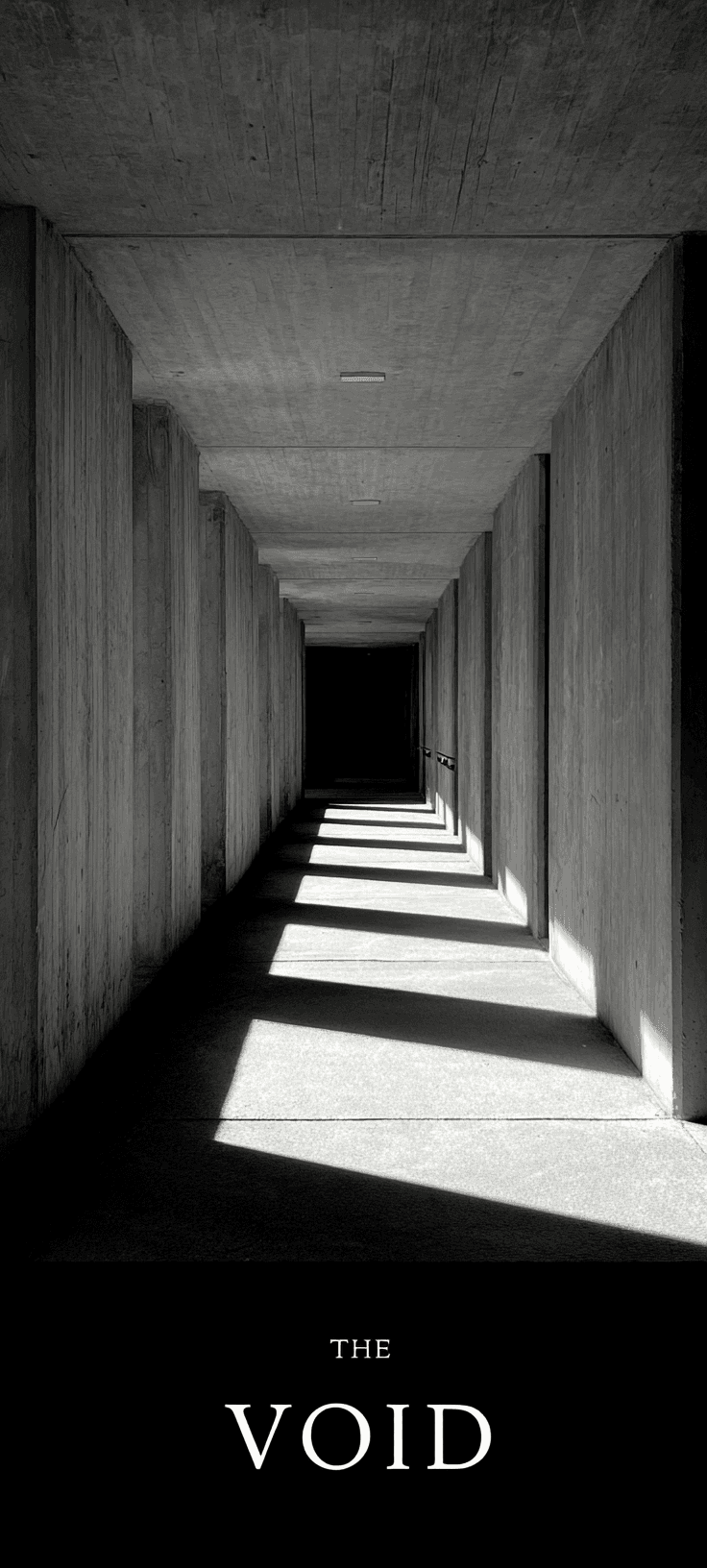 Brutalist Concrete Hallway Wallpaper – Dramatic Void Shadows