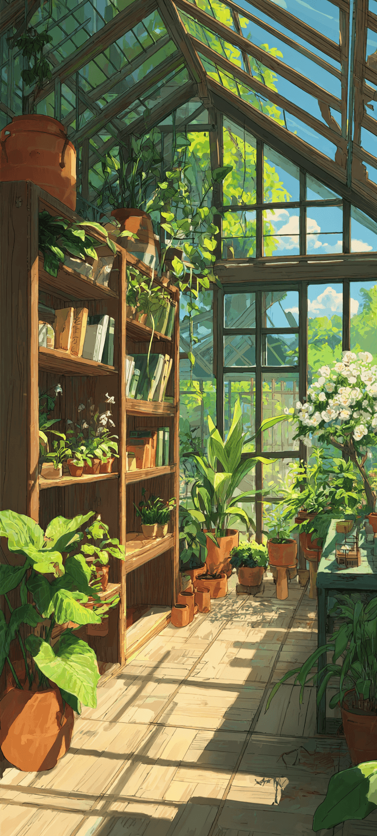 Aesthetic Greenhouse Garden: Free Wallpaper for iPhone and Android