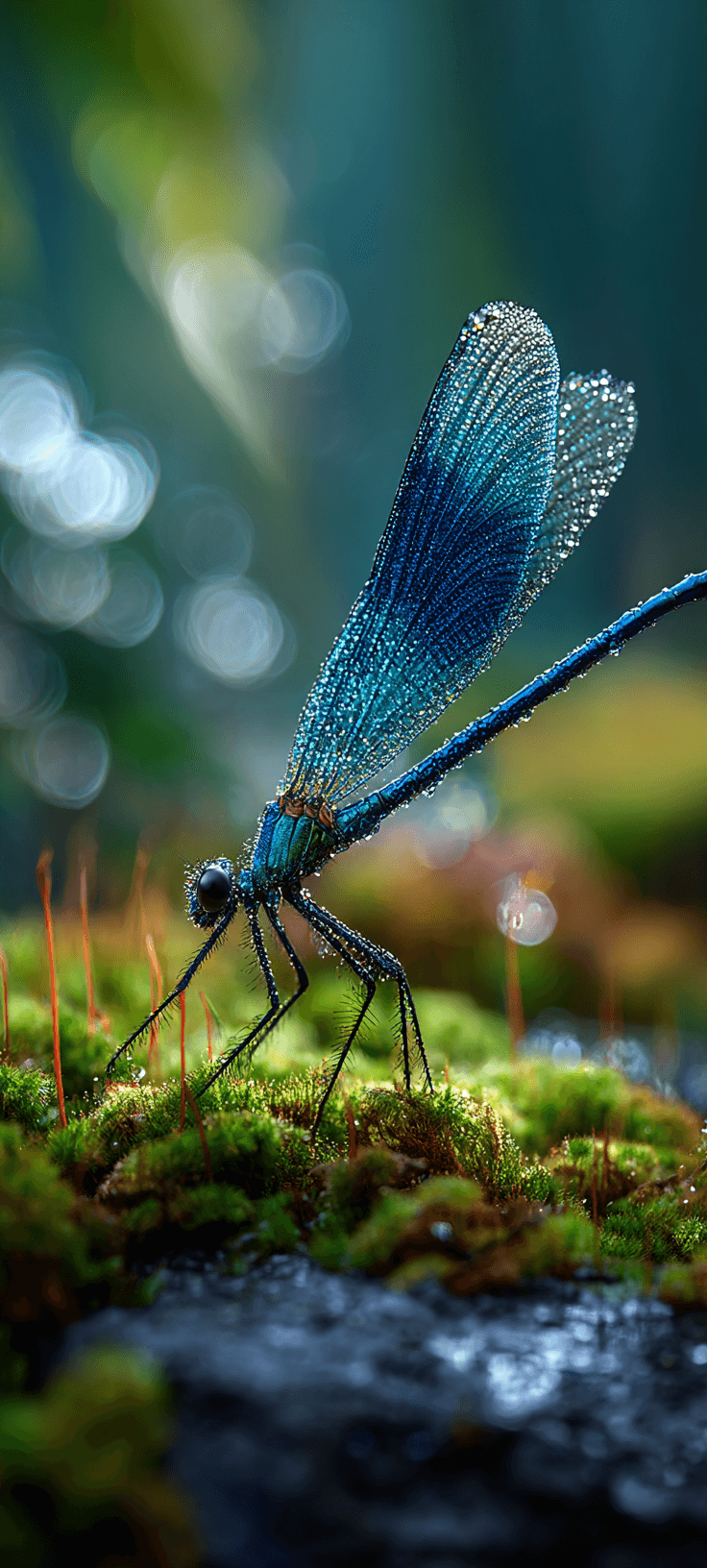 Blue Dragonfly Macro Nature Wallpaper for Phone
