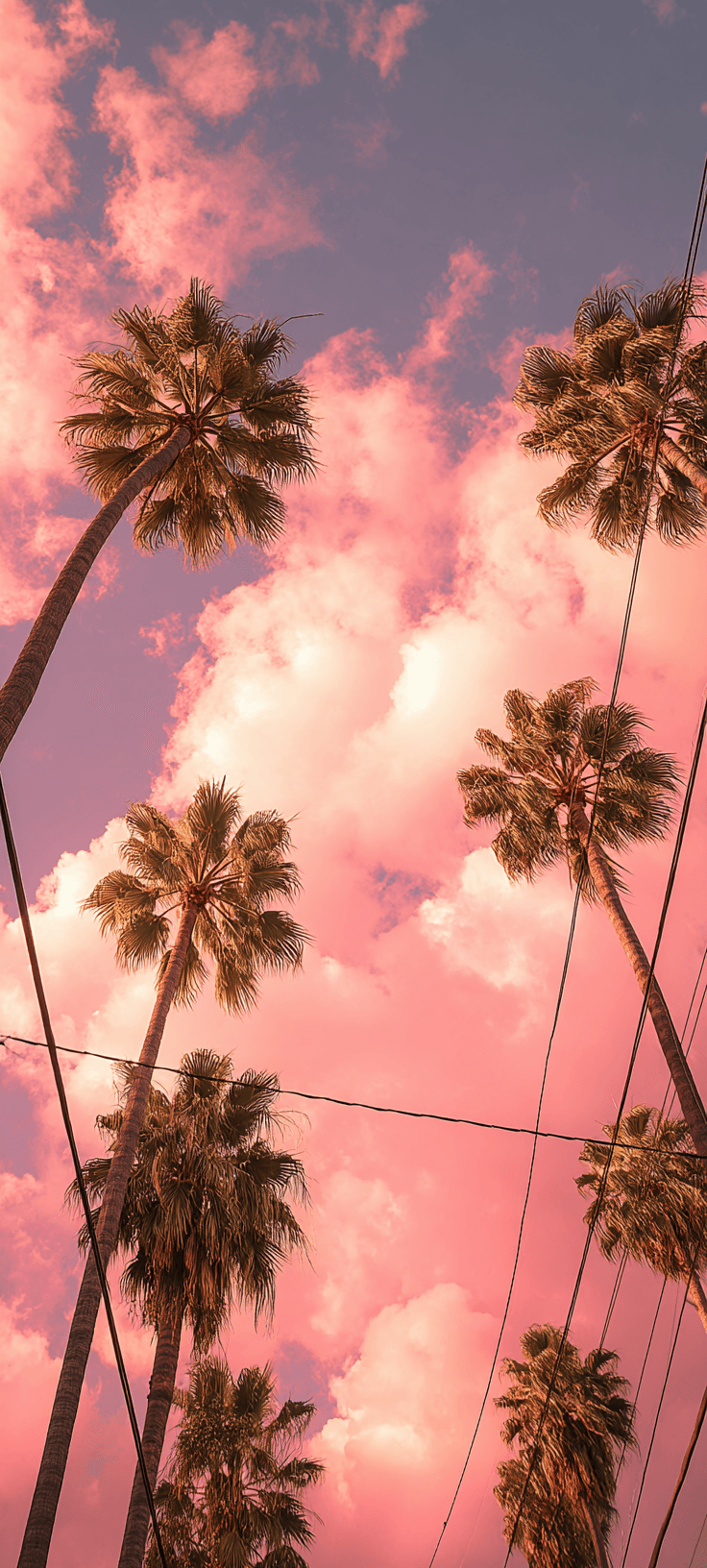 Vintage Pink Sunset Palm Trees – Free Mobile Wallpaper