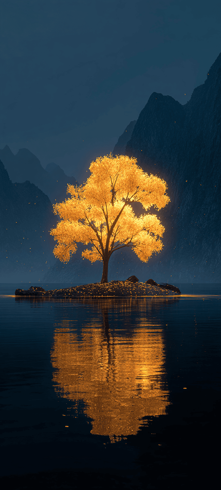 Majestic Glowing Golden Ginkgo Tree Wallpaper | 4K Nature Phone Background
