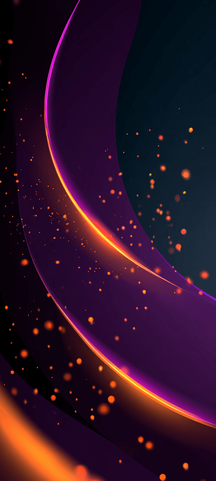 Minimalist abstract digital art featuring thick, smooth dark purple curved shapes flowing vertically across a clean white background.